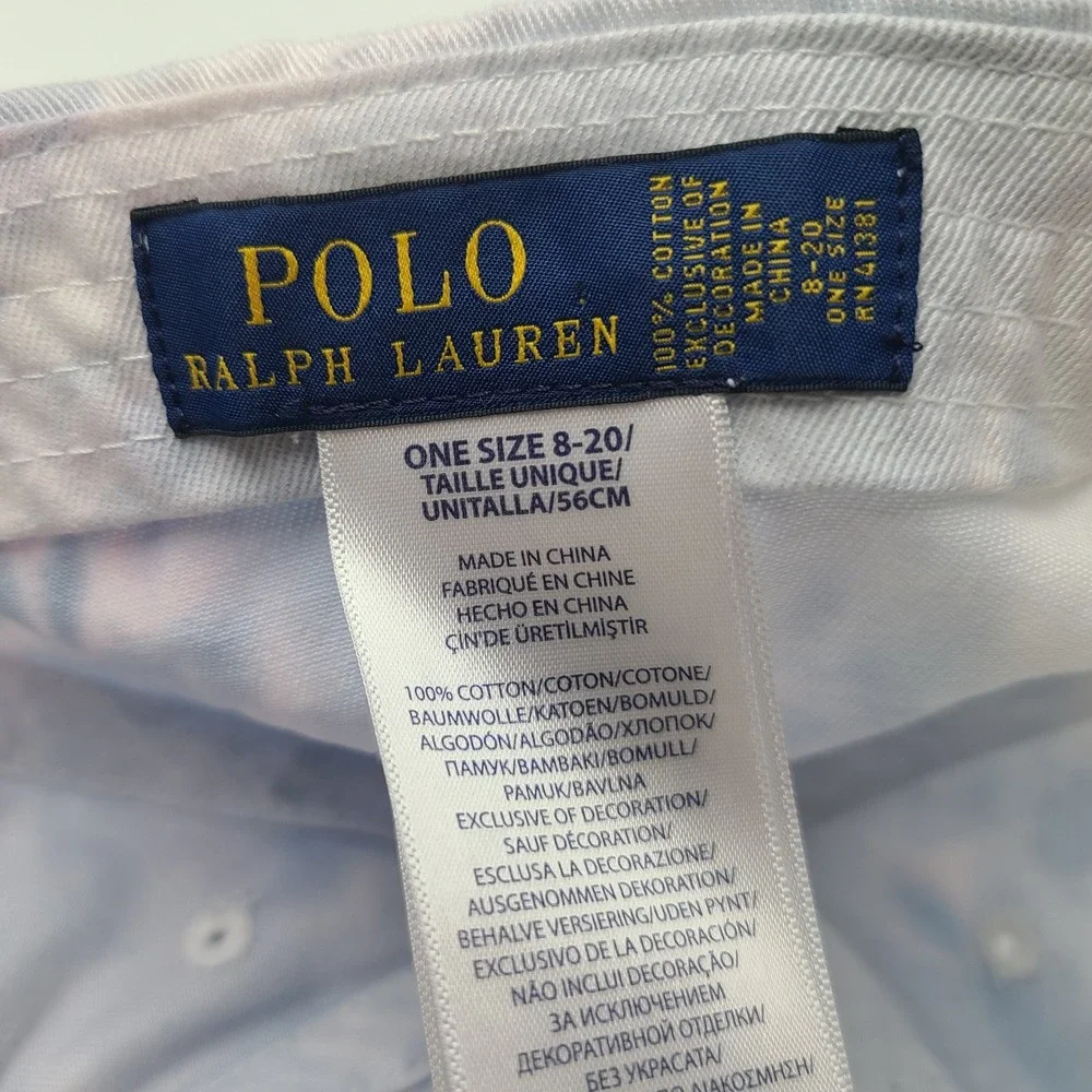 Youth Polo Ralph Lauren Hat Strapback White Blue Tie Dye Pony Logo Size 8-20 Boy